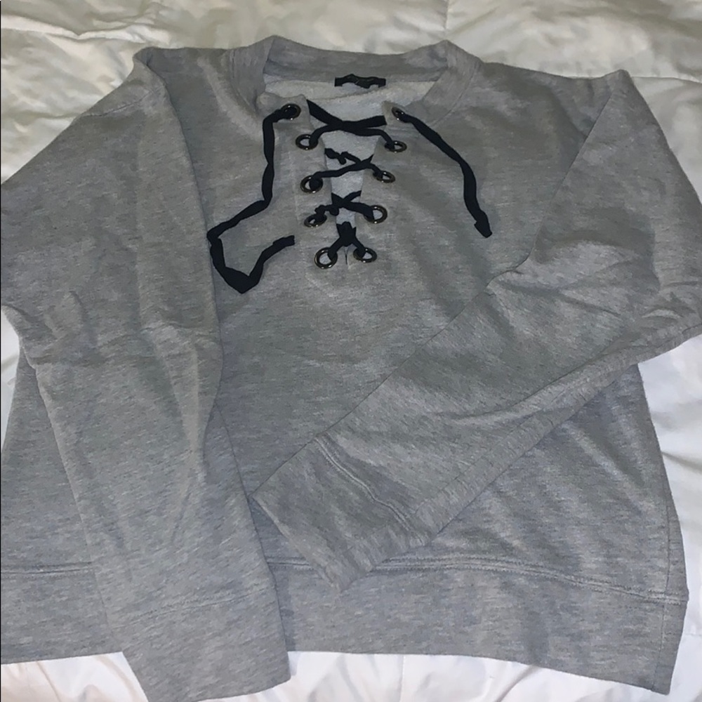 Grey lace up sweatshirt